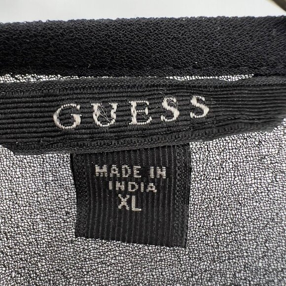 GUESS Embroidered /Embellished Sheer Black/Floral Sleeveless Top Women's XL - Picture 8 of 10